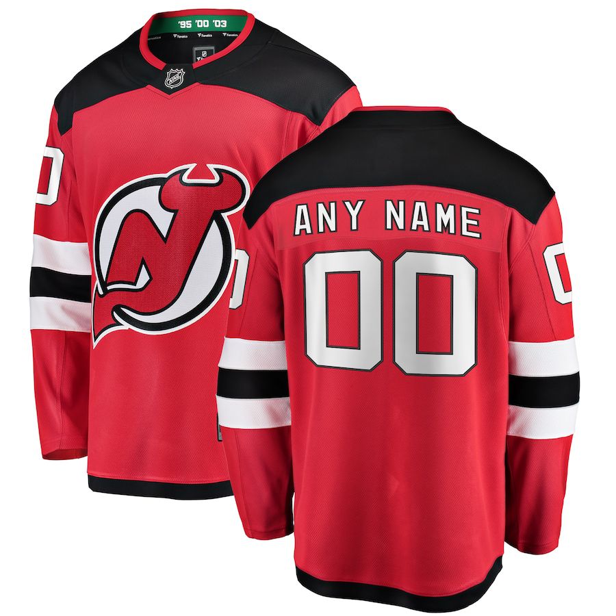 Men New Jersey Devils Fanatics Branded Red Home Breakaway Custom NHL Jersey-0